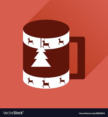 Flat icon with long shadow Christmas cup vector image