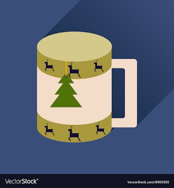 Flat icon with long shadow Christmas cup vector image