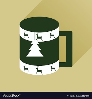 Flat icon with long shadow Christmas cup vector image