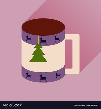 Flat icon with long shadow Christmas cup vector image