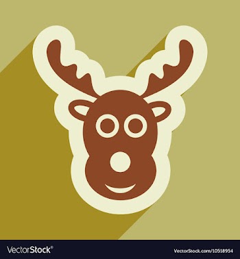 Flat icon with long shadow Christmas deer vector image