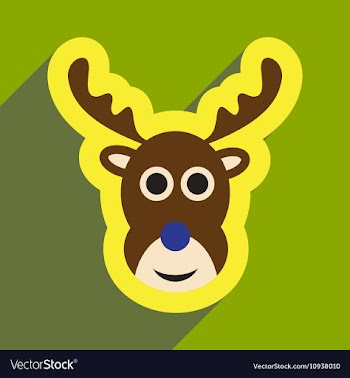 Flat icon with long shadow Christmas deer vector image