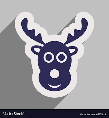 Flat icon with long shadow Christmas deer vector image