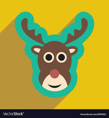 Flat icon with long shadow Christmas deer vector image