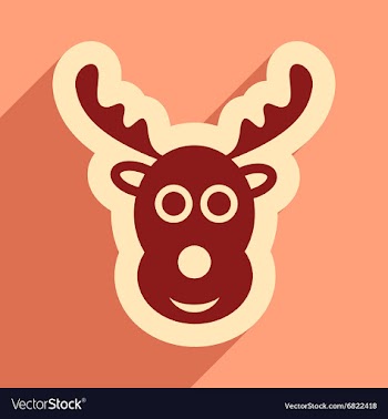 Flat icon with long shadow Christmas deer vector image
