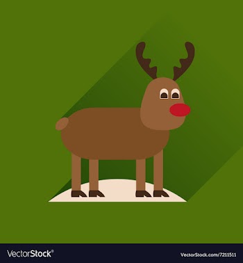 Flat icon with long shadow Christmas deer vector image