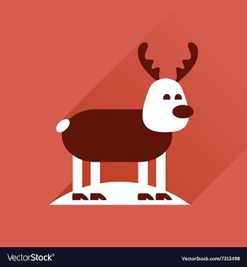 Flat icon with long shadow Christmas deer vector image