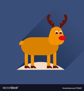 Flat icon with long shadow Christmas deer vector image