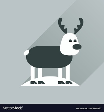 Flat icon with long shadow Christmas deer vector image