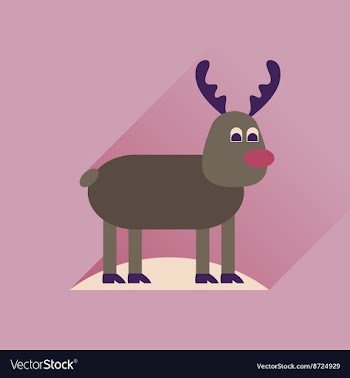 Flat icon with long shadow Christmas deer vector image