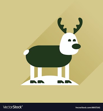 Flat icon with long shadow Christmas deer vector image
