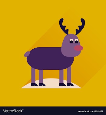 Flat icon with long shadow Christmas deer vector image