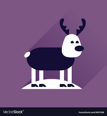 Flat icon with long shadow Christmas deer vector image