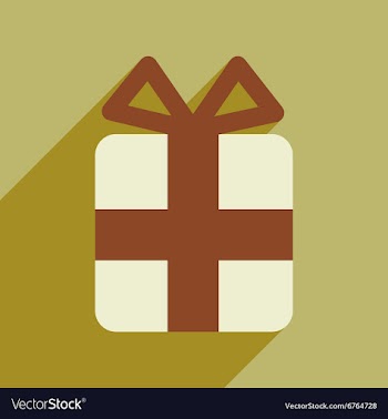 Flat icon with long shadow Christmas gift vector image