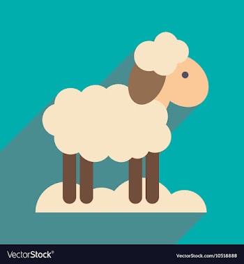 Flat icon with long shadow Christmas lamb vector image