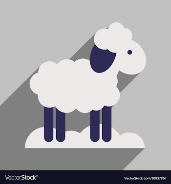 Flat icon with long shadow Christmas lamb vector image