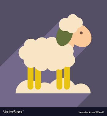 Flat icon with long shadow Christmas lamb vector image