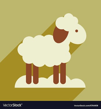 Flat icon with long shadow Christmas lamb vector image