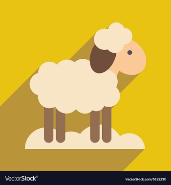 Flat icon with long shadow Christmas lamb vector image
