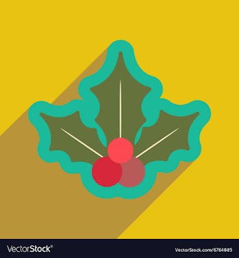 Flat icon with long shadow Christmas mistletoe vector image