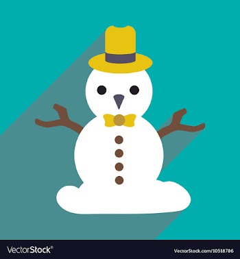 Flat icon with long shadow christmas snowman vector image