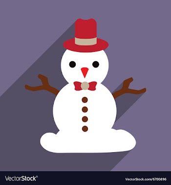 Flat icon with long shadow christmas snowman vector image