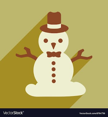 Flat icon with long shadow christmas snowman vector image