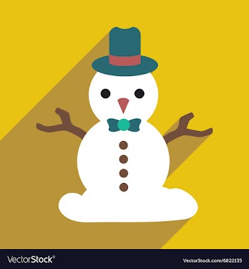 Flat icon with long shadow christmas snowman vector image