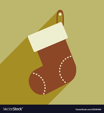 Flat icon with long shadow Christmas sock vector image