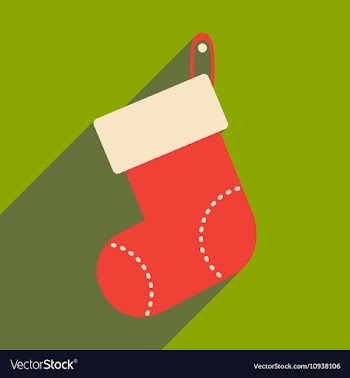 Flat icon with long shadow Christmas sock vector image