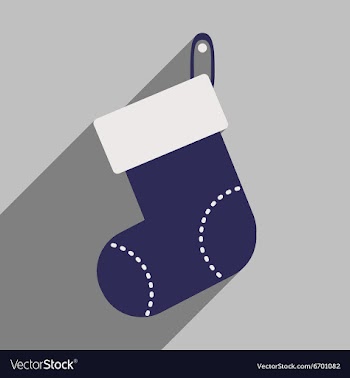 Flat icon with long shadow Christmas sock vector image