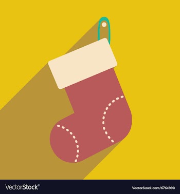 Flat icon with long shadow Christmas sock vector image