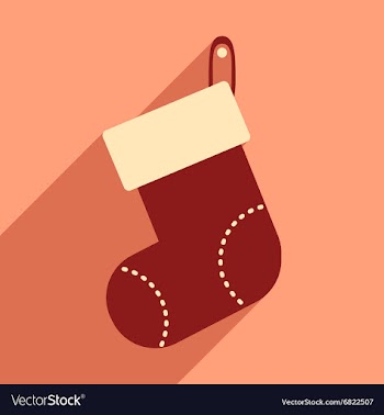 Flat icon with long shadow Christmas sock vector image