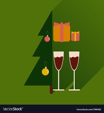 Flat icon with long shadow Christmas tree gifts vector image