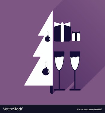 Flat icon with long shadow Christmas tree gifts vector image