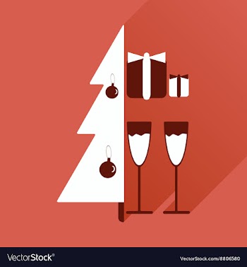 Flat icon with long shadow Christmas tree gifts vector image