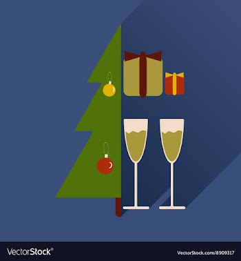 Flat icon with long shadow Christmas tree gifts vector image