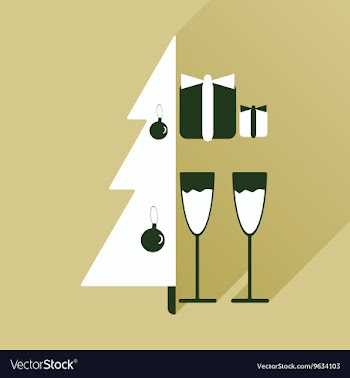 Flat icon with long shadow Christmas tree gifts vector image
