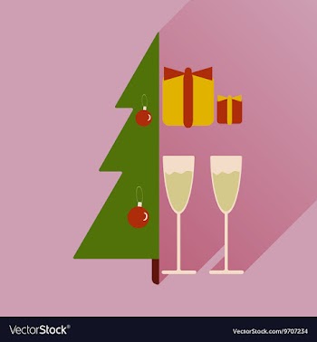 Flat icon with long shadow Christmas tree gifts vector image