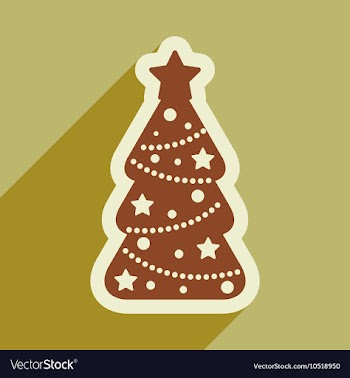 Flat icon with long shadow Christmas tree vector image