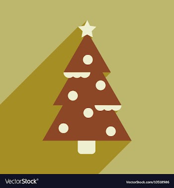 Flat icon with long shadow Christmas tree vector image