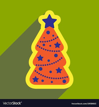 Flat icon with long shadow Christmas tree vector image
