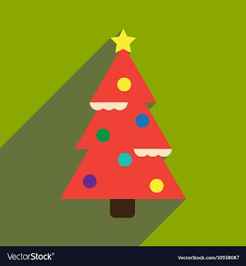 Flat icon with long shadow Christmas tree vector image