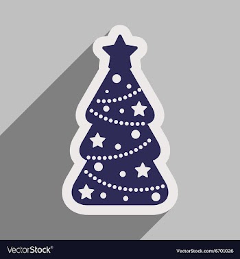 Flat icon with long shadow Christmas tree vector image