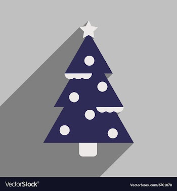 Flat icon with long shadow Christmas tree vector image