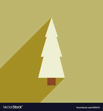 Flat icon with long shadow Christmas tree vector image