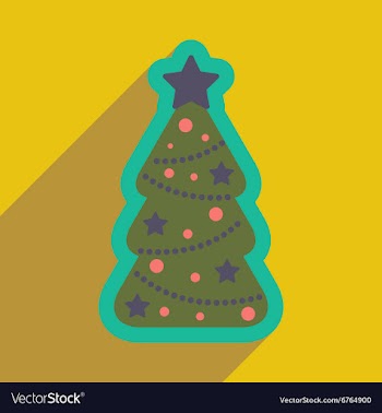 Flat icon with long shadow Christmas tree vector image