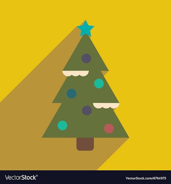 Flat icon with long shadow Christmas tree vector image