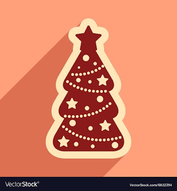Flat icon with long shadow Christmas tree vector image