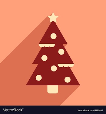 Flat icon with long shadow Christmas tree vector image